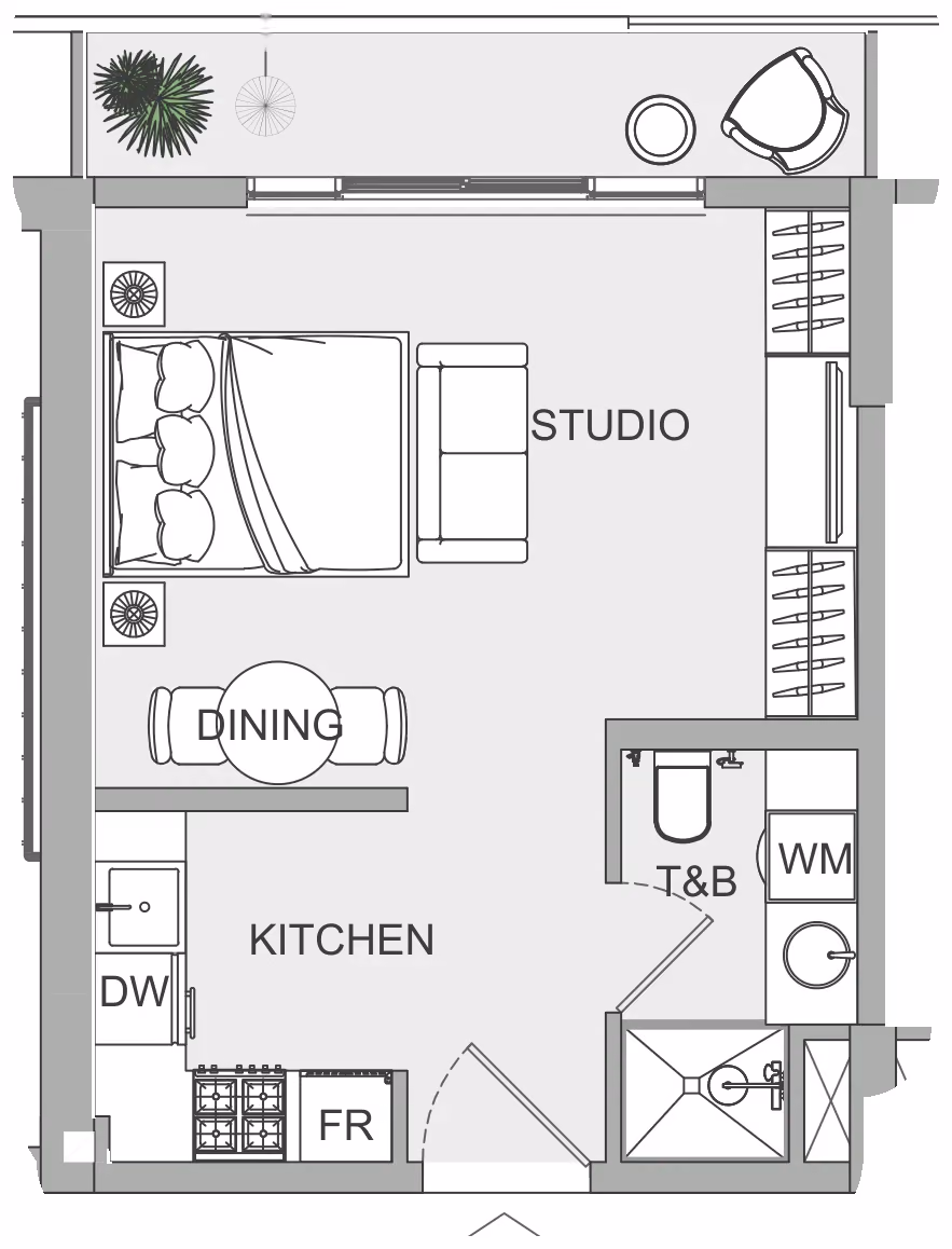 תוכנית סטודיו · ST 11 ב־נדל"ן להשקעה Object1 EVERGR1N House 2, באזור Jumeirah Garden City, דובאי