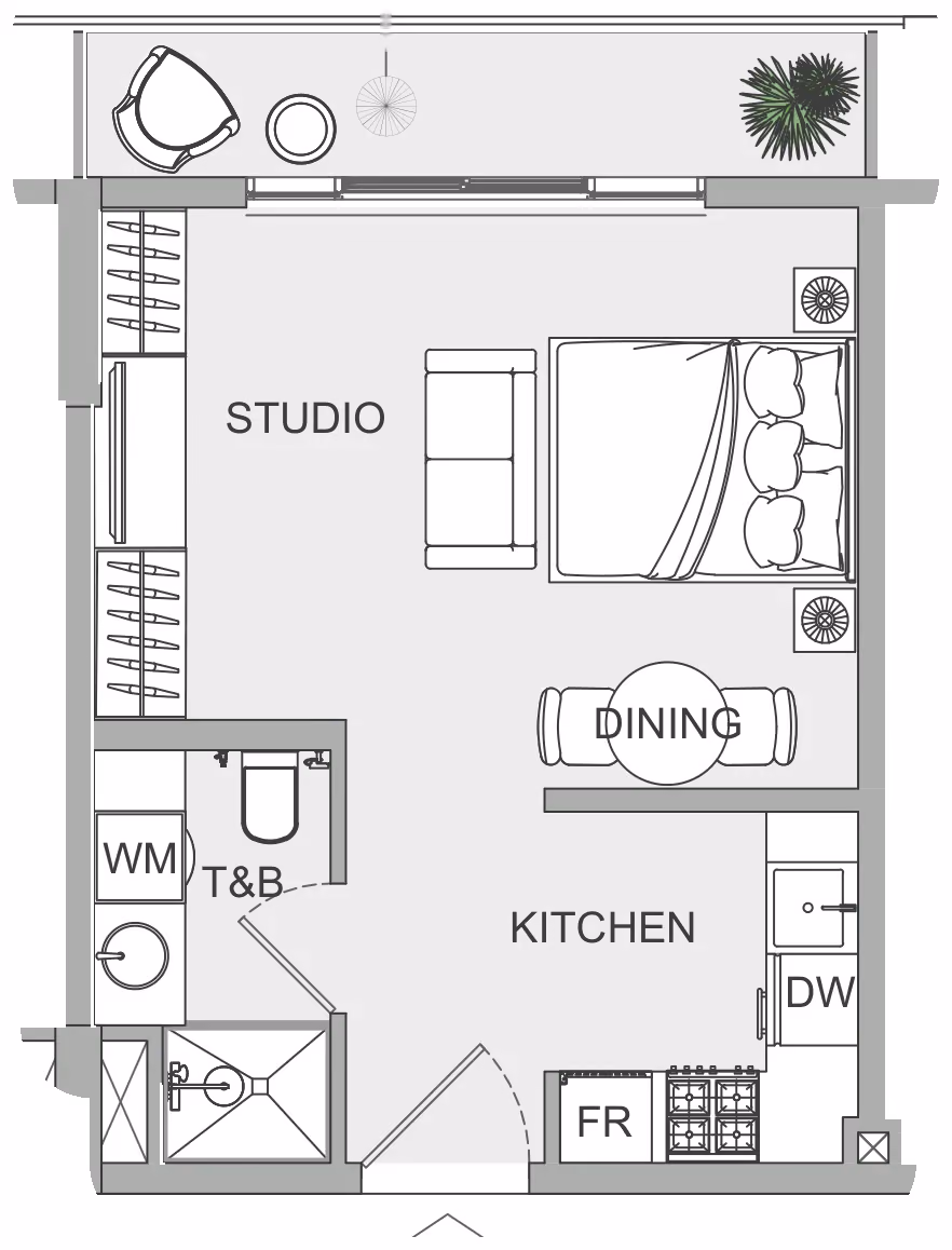 תוכנית סטודיו · ST 12 ב־נדל"ן להשקעה Object1 EVERGR1N House 2, באזור Jumeirah Garden City, דובאי
