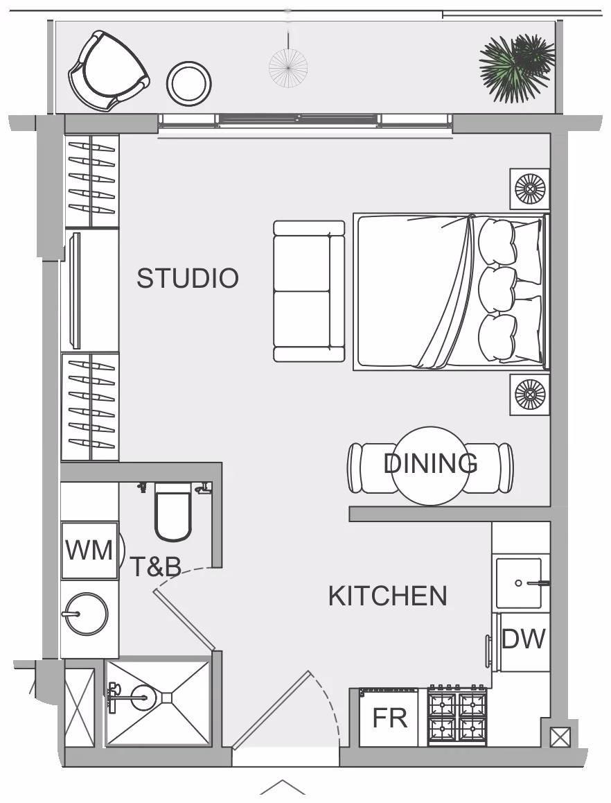 תוכנית סטודיו · ST 14 ב־נדל"ן להשקעה Object1 EVERGR1N House 2, באזור Jumeirah Garden City, דובאי