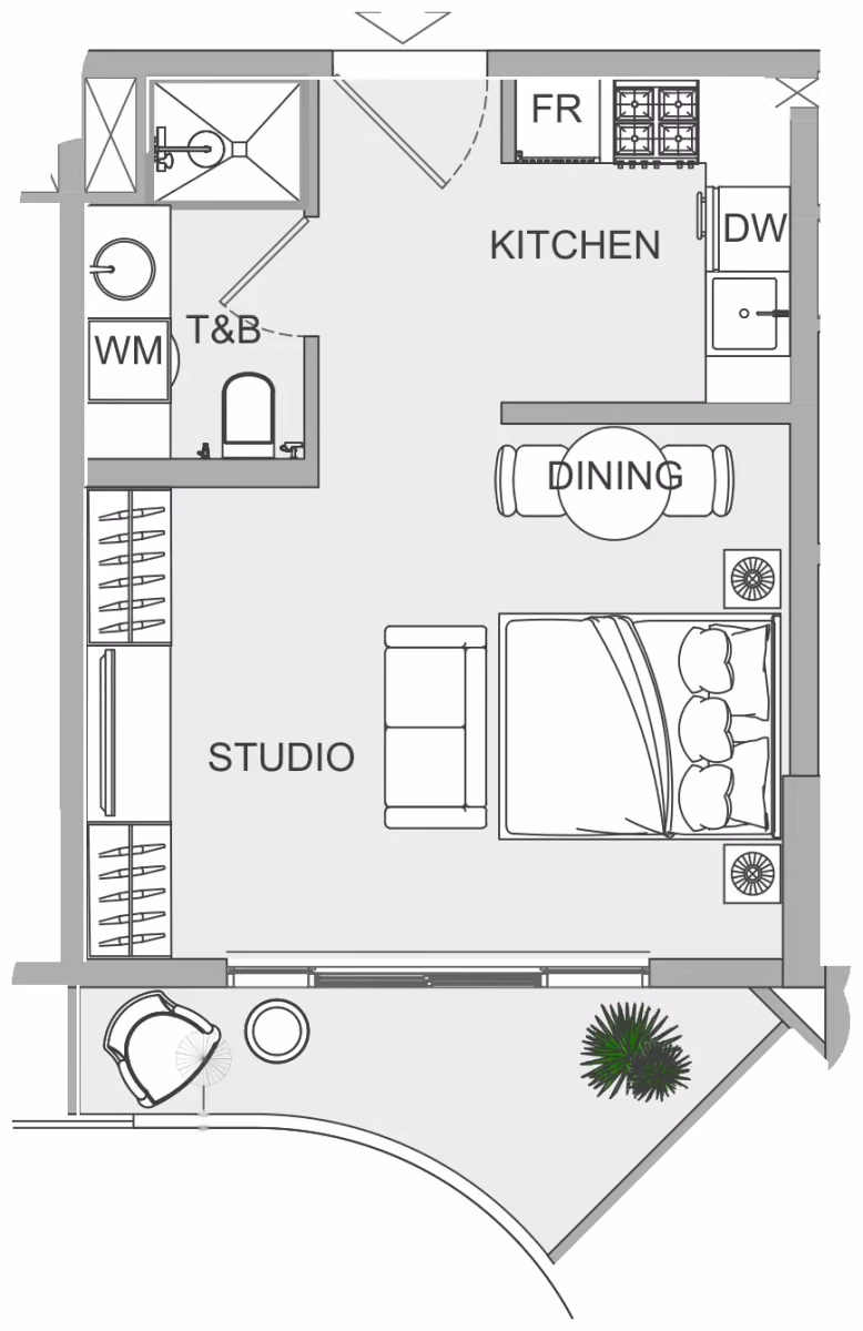 תוכנית סטודיו · ST 22 ב־נדל"ן להשקעה Object1 EVERGR1N House 2, באזור Jumeirah Garden City, דובאי