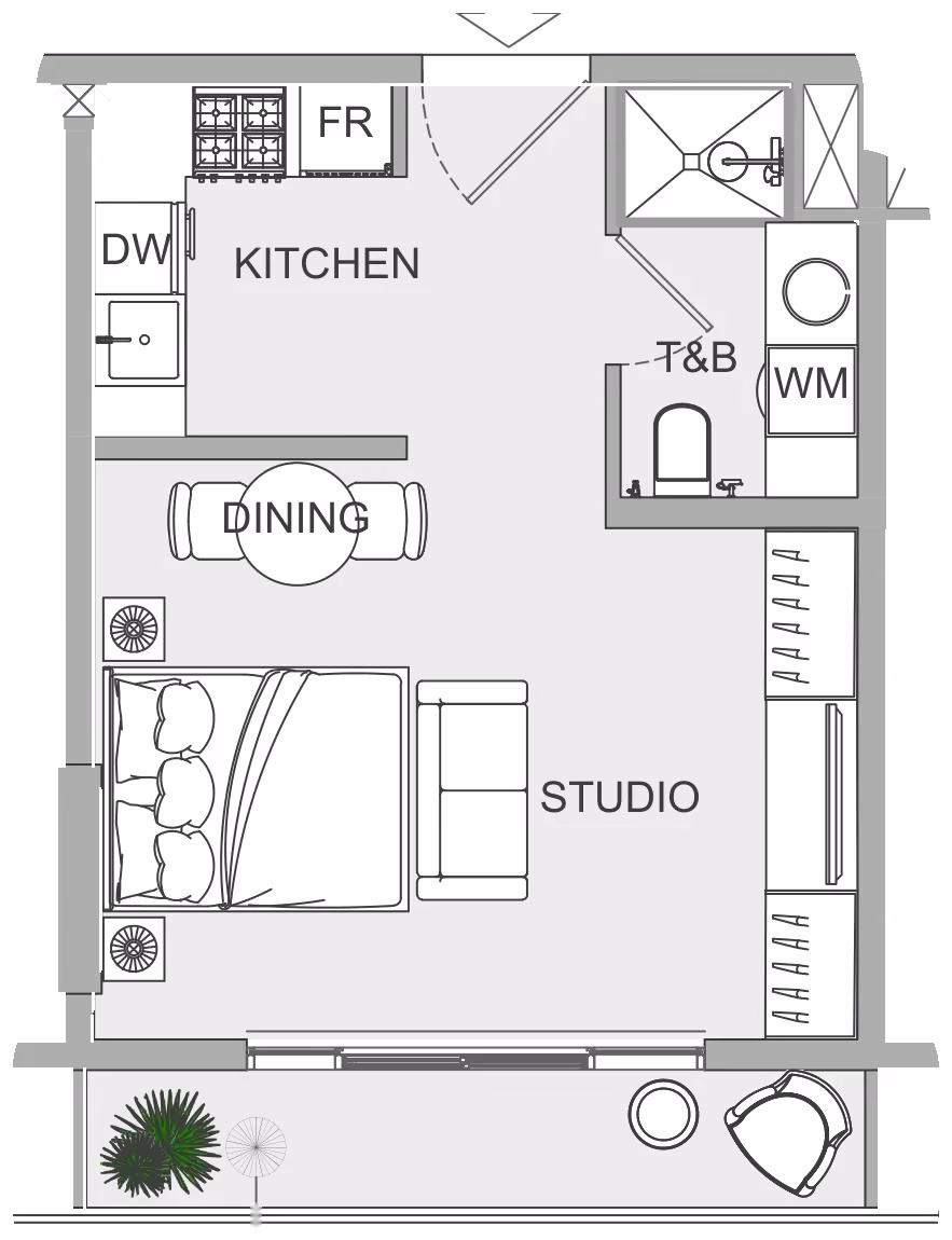 תוכנית סטודיו · ST 23 ב־נדל"ן להשקעה Object1 EVERGR1N House 2, באזור Jumeirah Garden City, דובאי