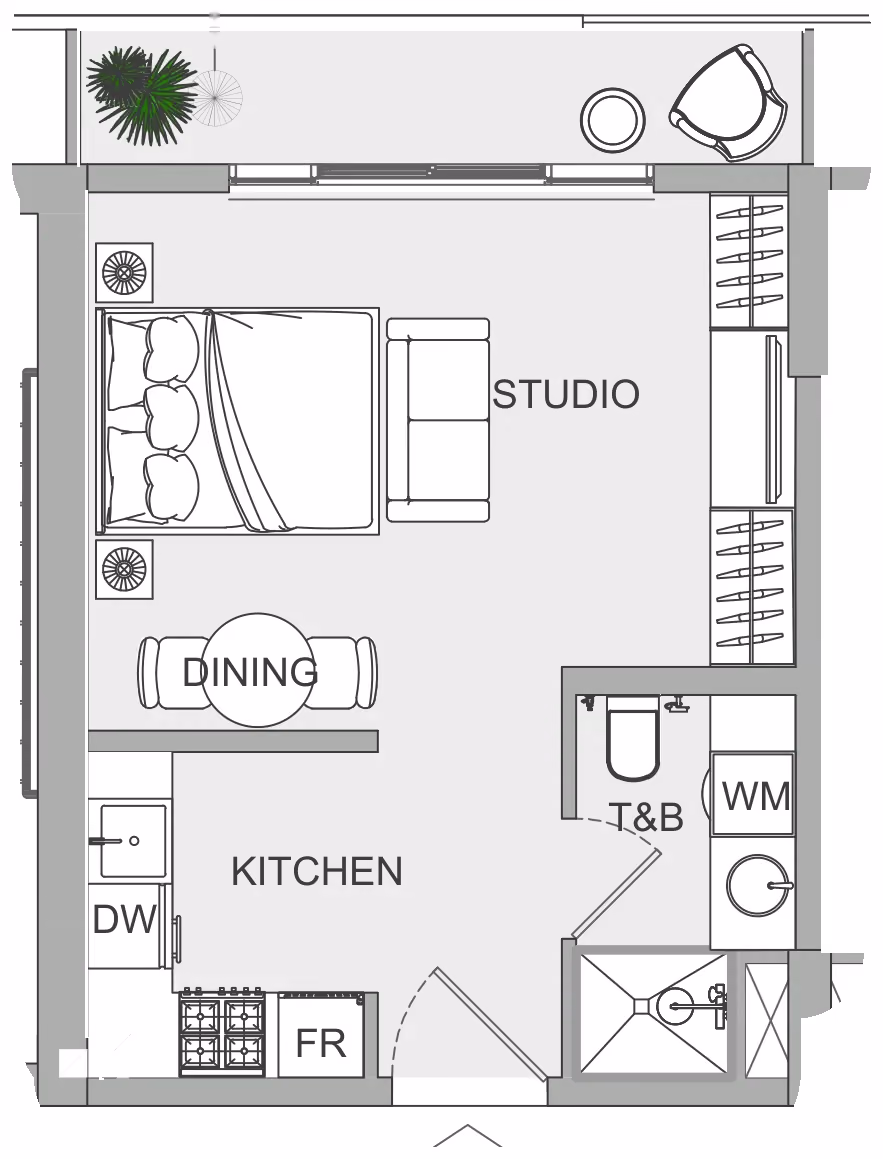תוכנית סטודיו · ST 25 ב־נדל"ן להשקעה Object1 EVERGR1N House 2, באזור Jumeirah Garden City, דובאי