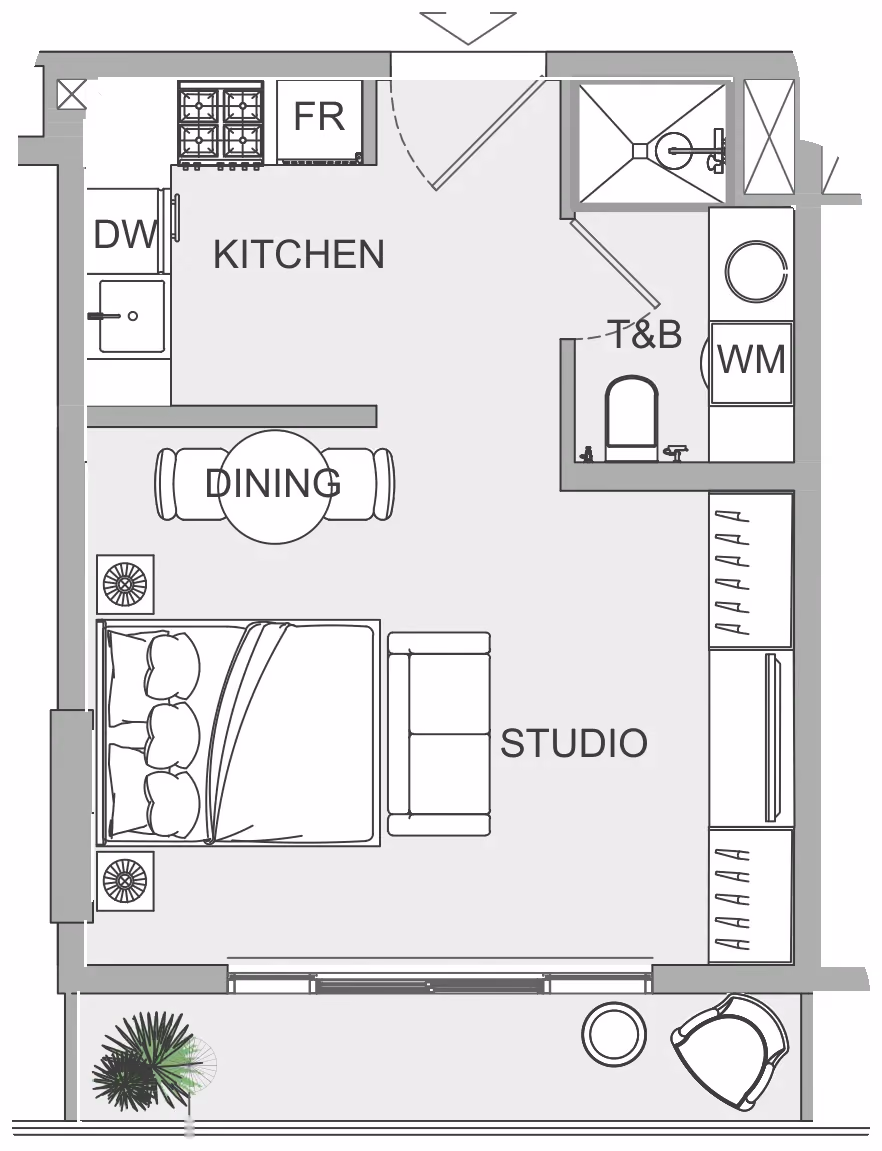 תוכנית סטודיו · ST 33 ב־נדל"ן להשקעה Object1 EVERGR1N House 2, באזור Jumeirah Garden City, דובאי