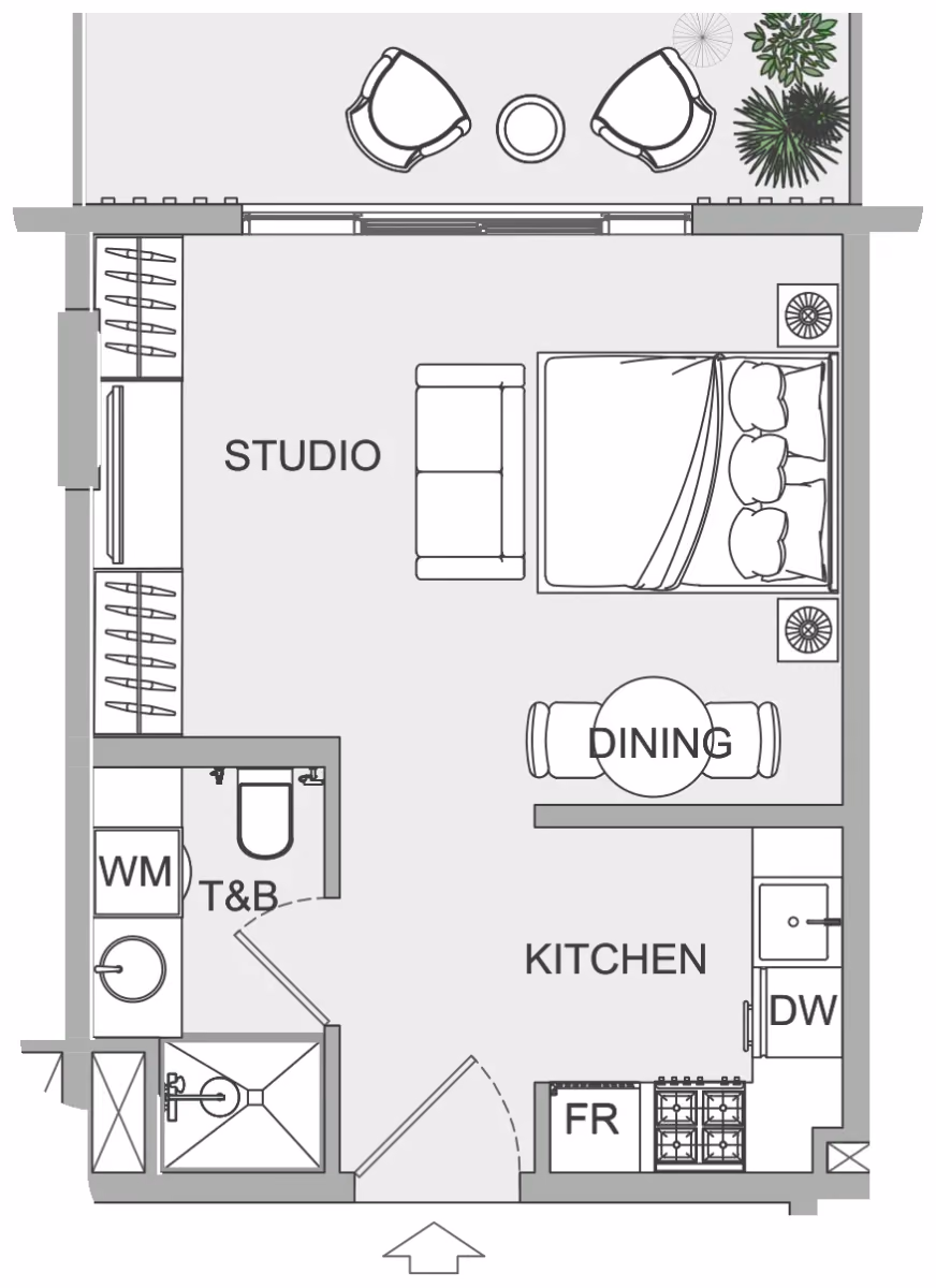 תוכנית סטודיו · ST 4 ב־נדל"ן להשקעה Object1 EVERGR1N House 2, באזור Jumeirah Garden City, דובאי