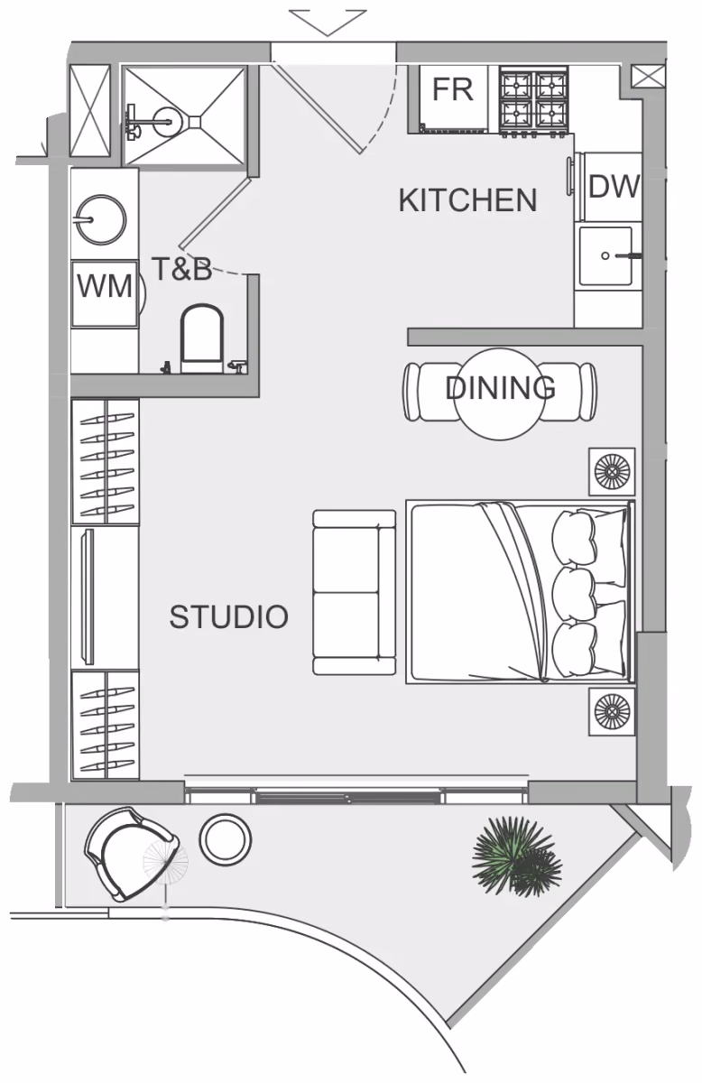 תוכנית סטודיו · ST 5 ב־נדל"ן להשקעה Object1 EVERGR1N House 2, באזור Jumeirah Garden City, דובאי
