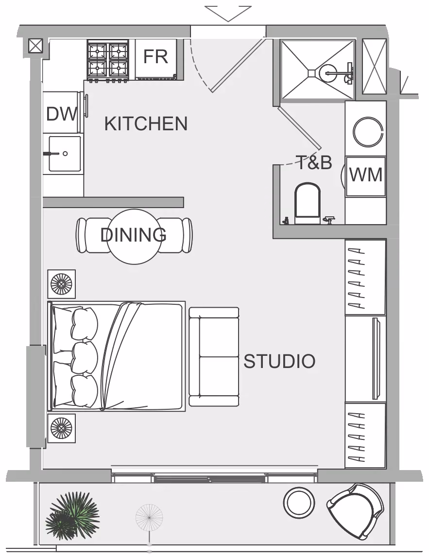 תוכנית סטודיו · ST 8 ב־נדל"ן להשקעה Object1 EVERGR1N House 2, באזור Jumeirah Garden City, דובאי