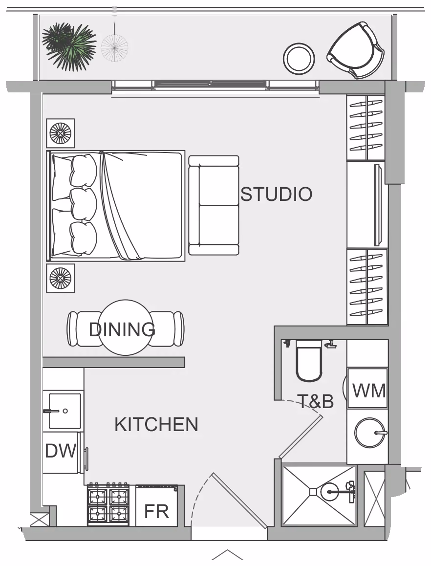 תוכנית סטודיו · ST 9 ב־נדל"ן להשקעה Object1 EVERGR1N House 2, באזור Jumeirah Garden City, דובאי