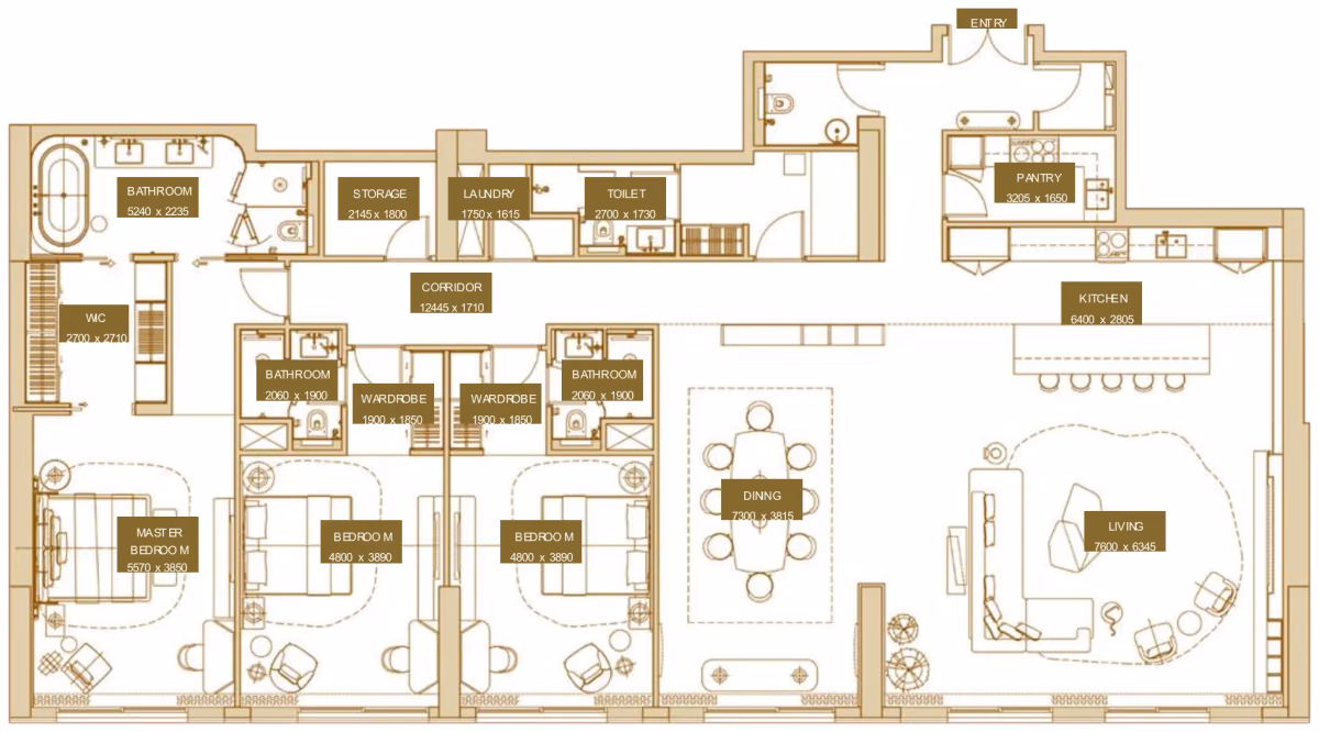 תוכנית 3 חדרי שינה ב־נדל"ן להשקעה Sofitel Residences, באזור Za'Abeel Second, דובאי