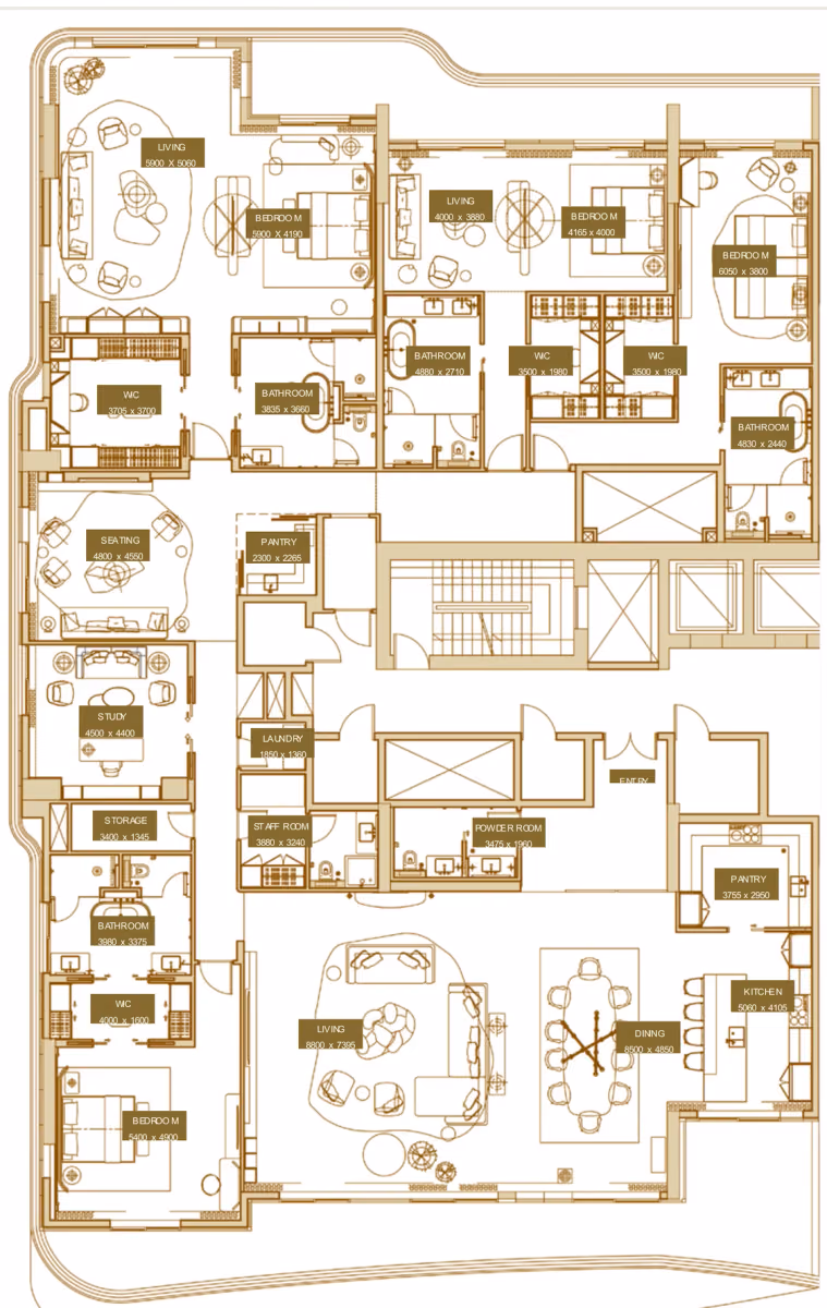 תוכנית 4 חדרי שינה · פנטהאוז · Penthouse Type A ב־נדל"ן להשקעה Sofitel Residences, באזור Za'Abeel Second, דובאי