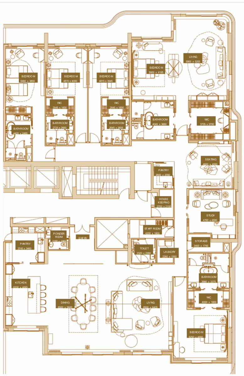תוכנית 5 חדרי שינה · פנטהאוז · Penthouse Type B ב־נדל"ן להשקעה Sofitel Residences, באזור Za'Abeel Second, דובאי