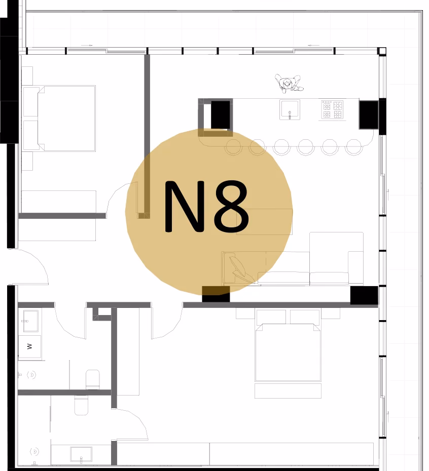 תוכנית 2 חדרי שינה · APT N8, floor 3 ב־King's Garden, טביליסי העתיקה