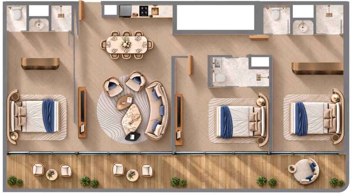 תוכנית 3 חדרי שינה · 3BR Type 3 ב־Samana Collecta Island