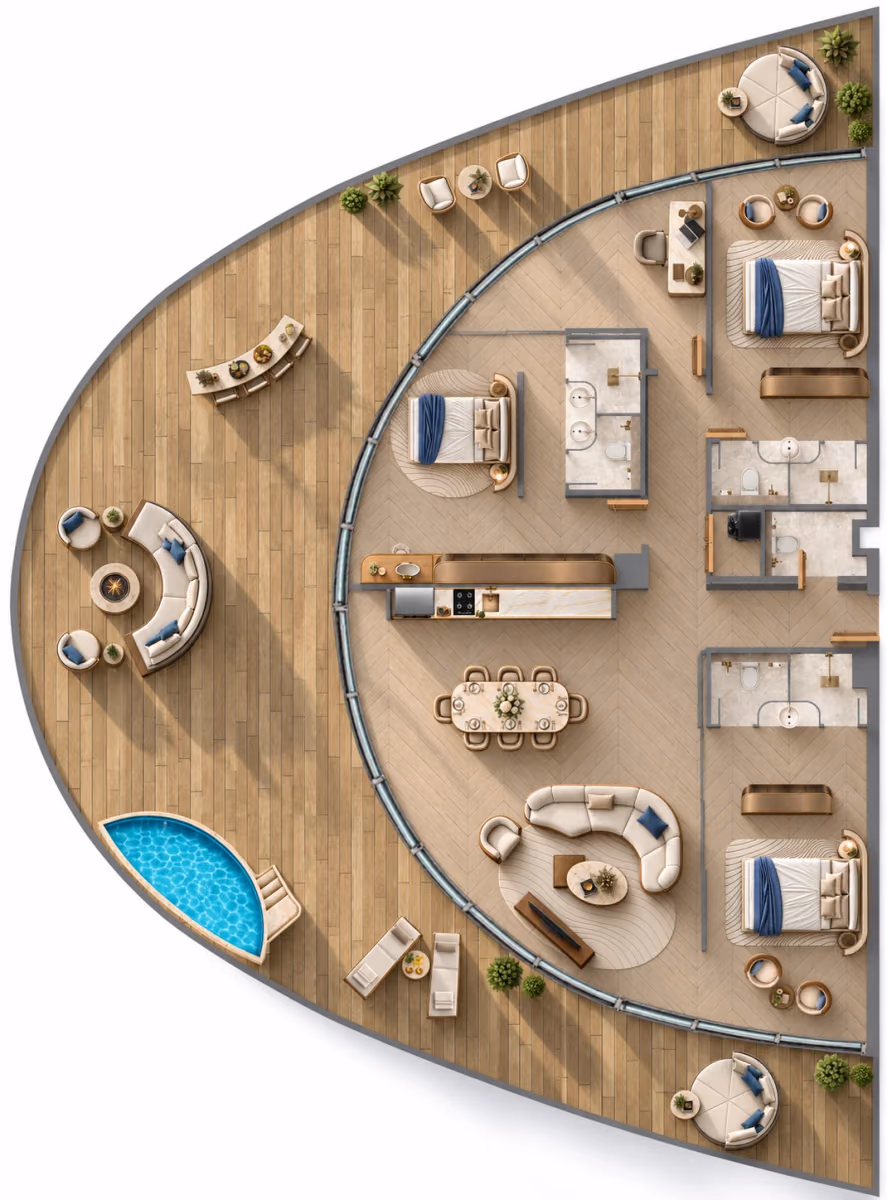 תוכנית 3 חדרי שינה · 3BR Type 4 ב־Samana Collecta Island